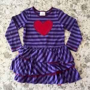 Hanna Andersson purple stripe heart dress sz 5
